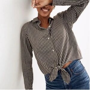 Madewell Gingham Button-Down Shirt in Black and White
